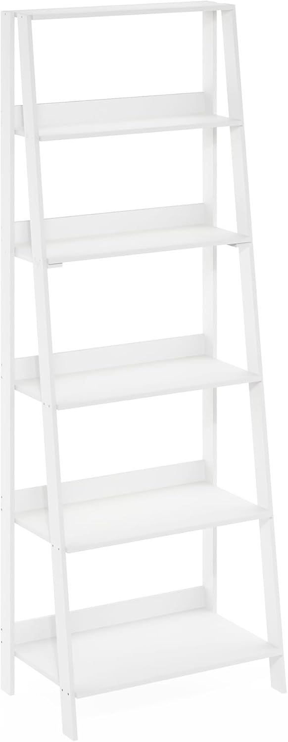 White 6‑Tier Open Ladder Display Bookshelf
