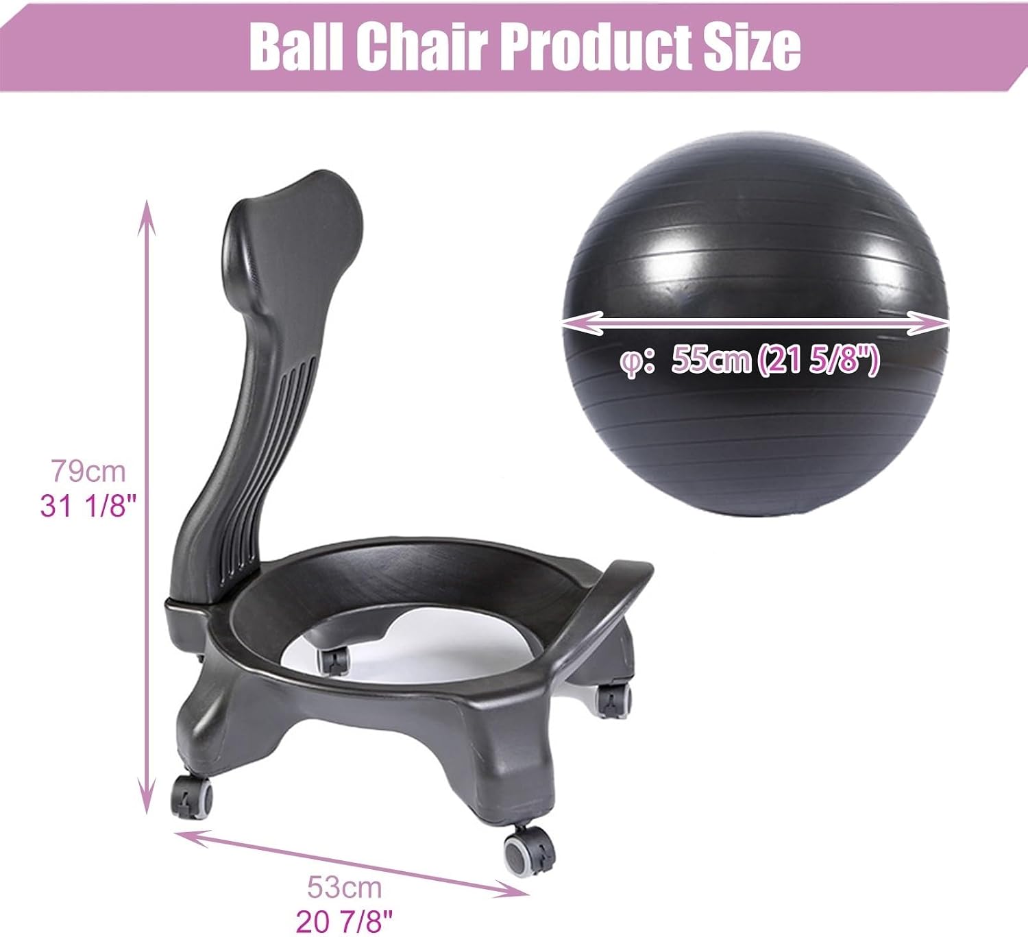 Ergonomic Rolling Yoga Ball Office Chair