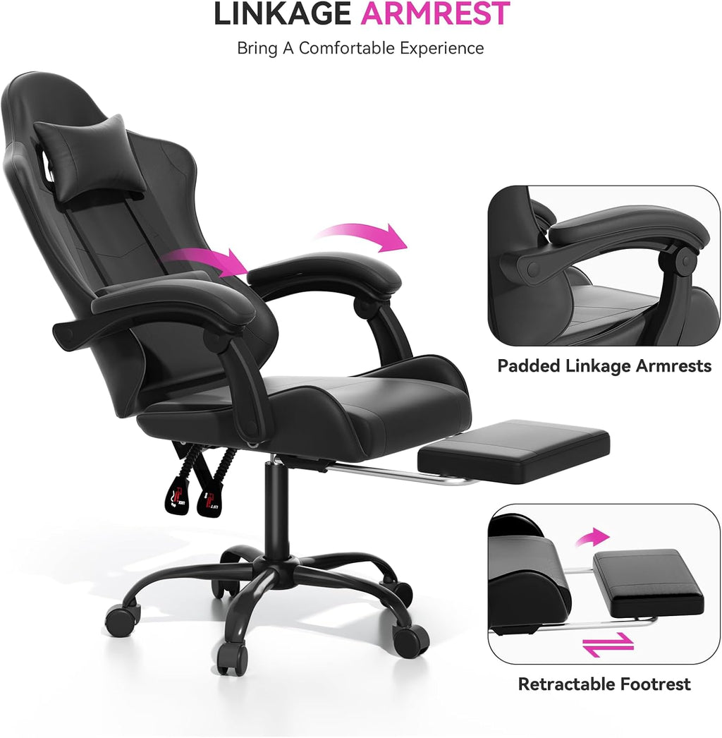 Black Racing Style Swivel Gaming Chair