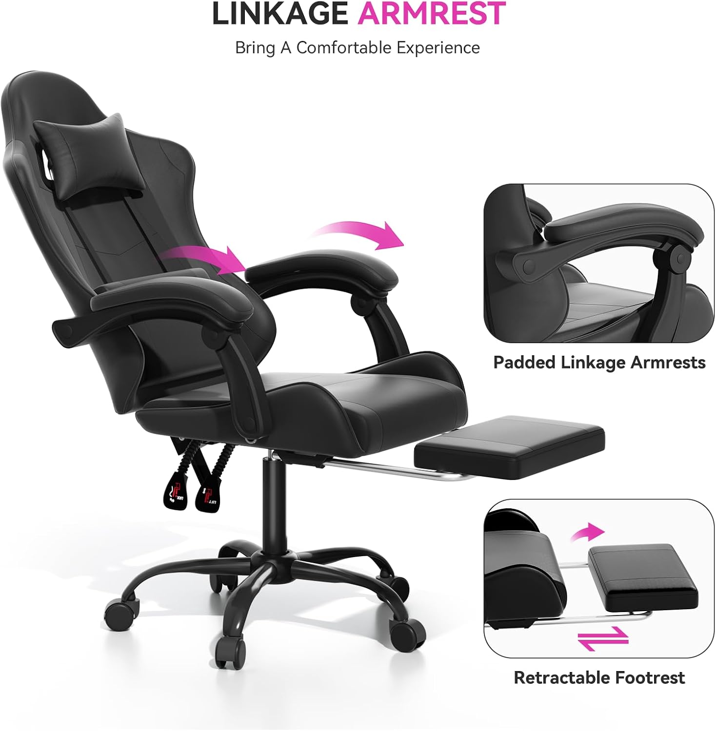 Black Racing Style Swivel Gaming Chair
