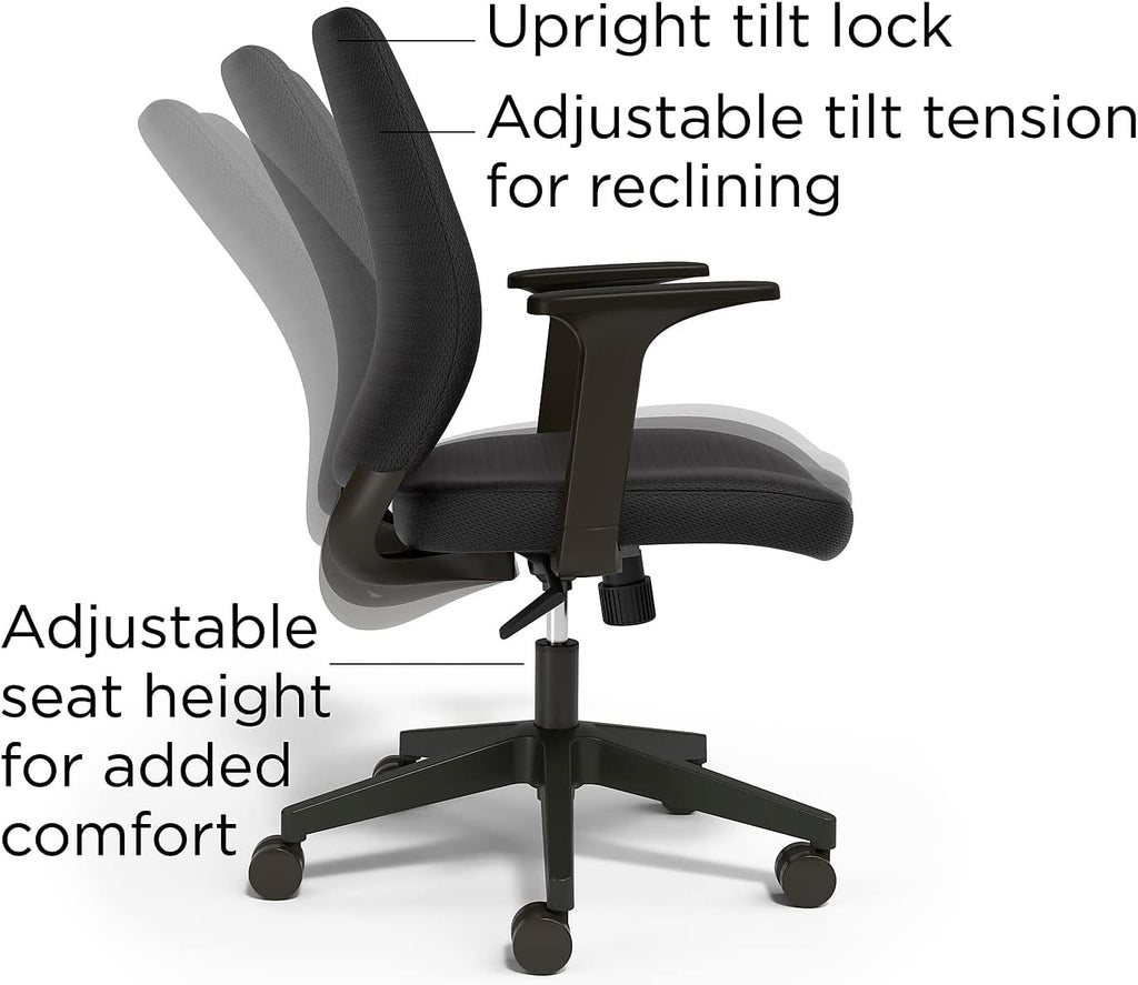 Black Fabric Ergonomic Swivel Office Chair
