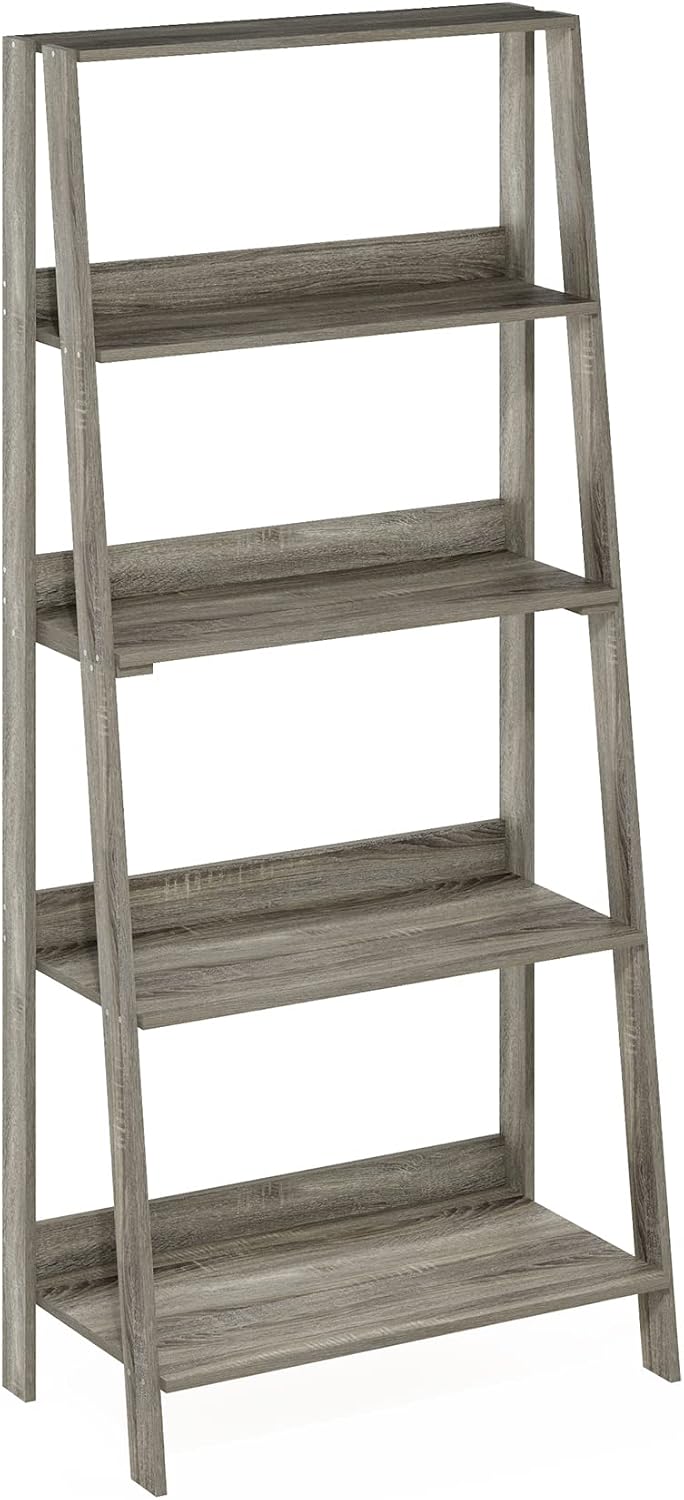 French Oak 5‑Tier Open Ladder Bookcase