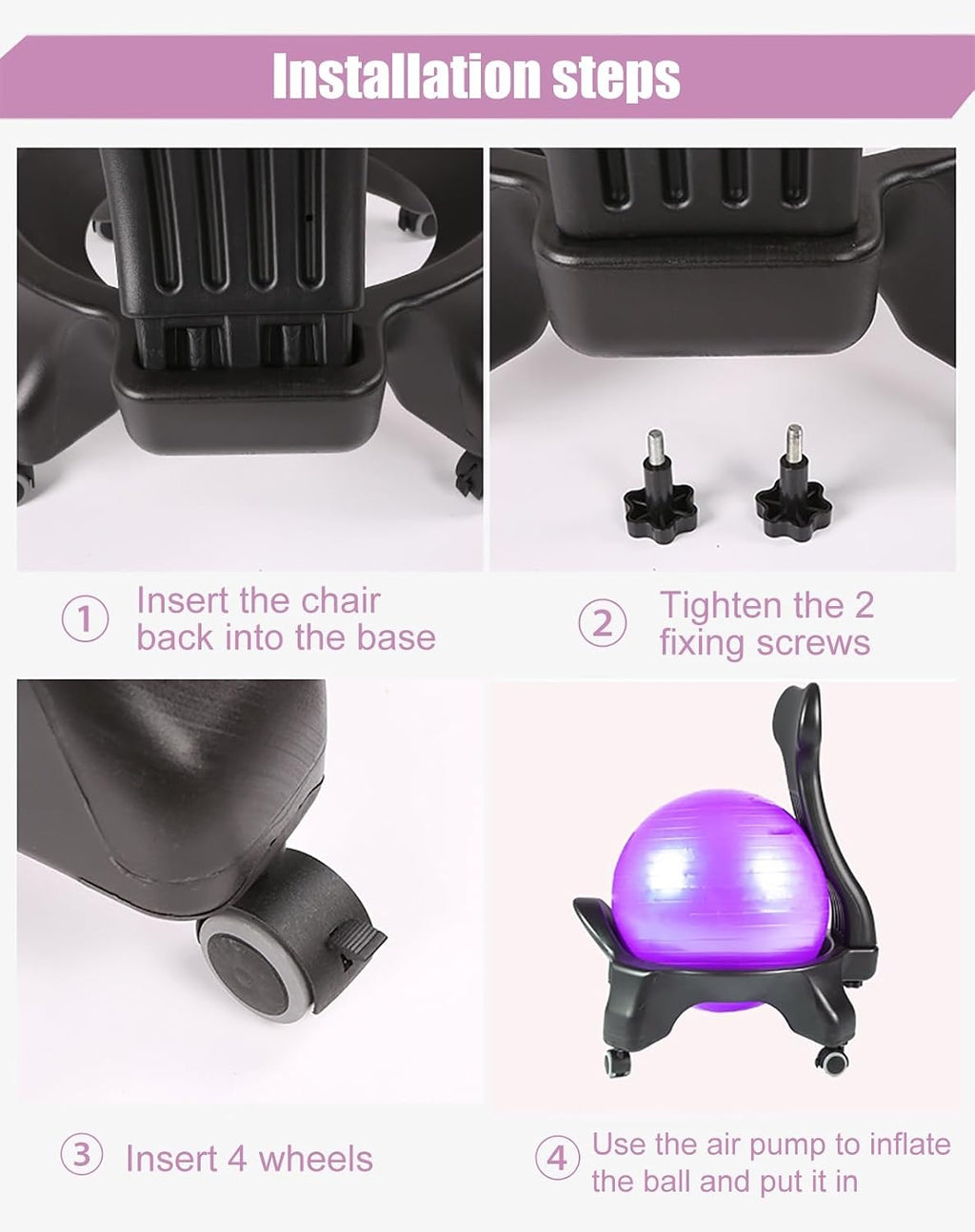 Ergonomic Rolling Yoga Ball Office Chair
