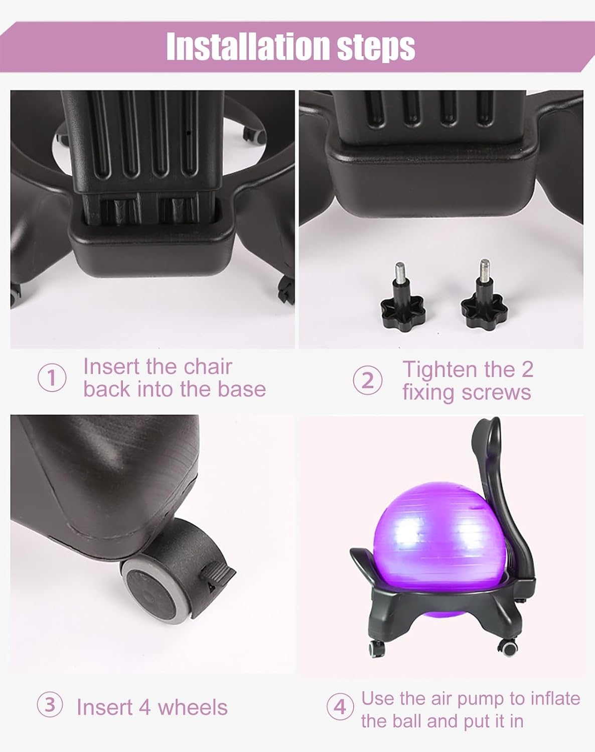 Ergonomic Rolling Yoga Ball Office Chair