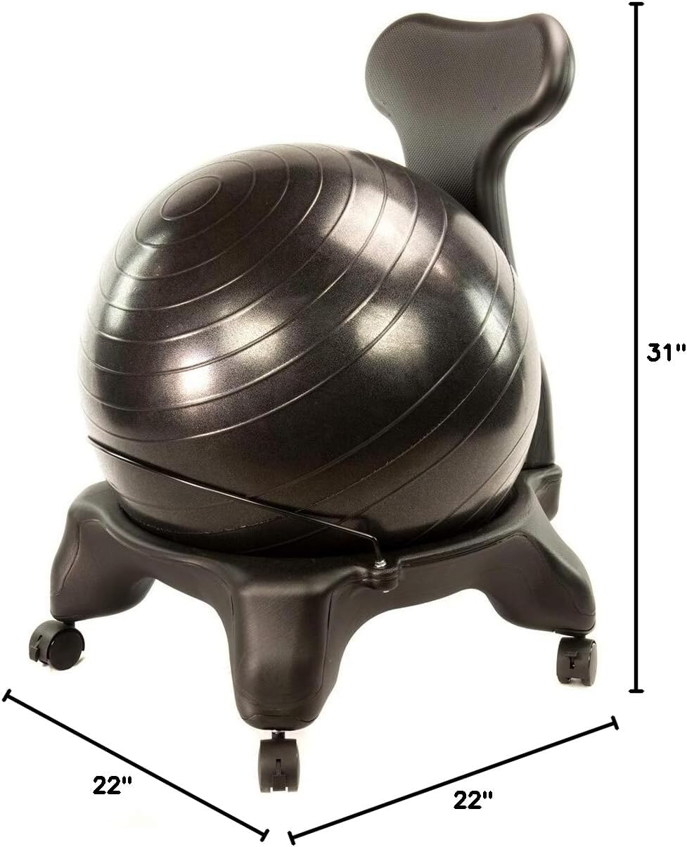 Black Ergonomic Rolling Yoga Ball Chair