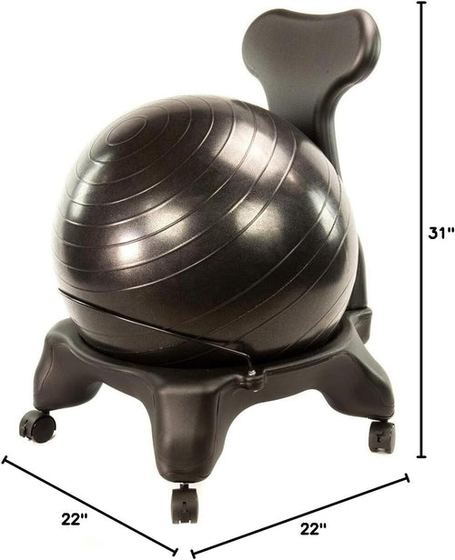 Black Ergonomic Rolling Yoga Ball Chair