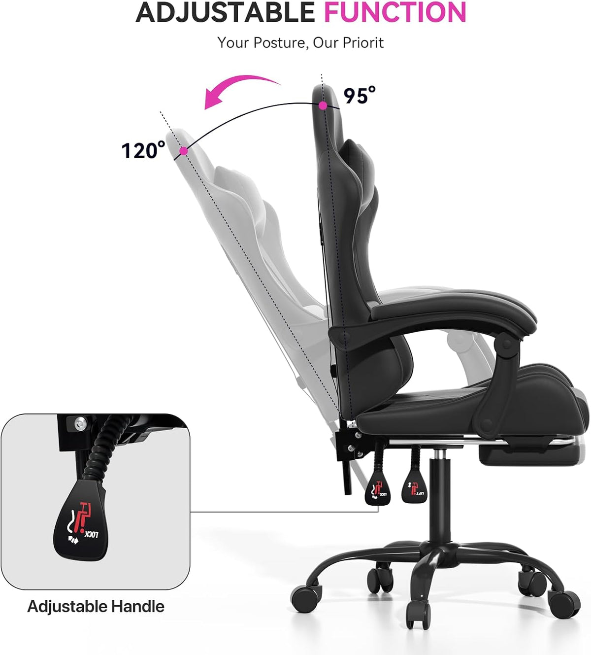 Black Racing Style Swivel Gaming Chair