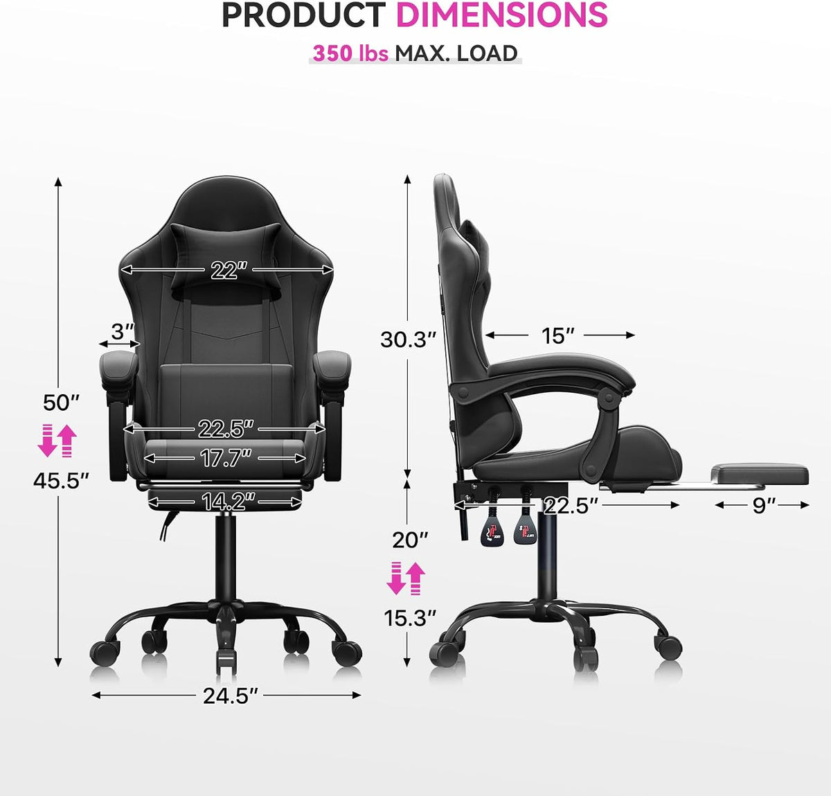 Black Racing Style Swivel Gaming Chair