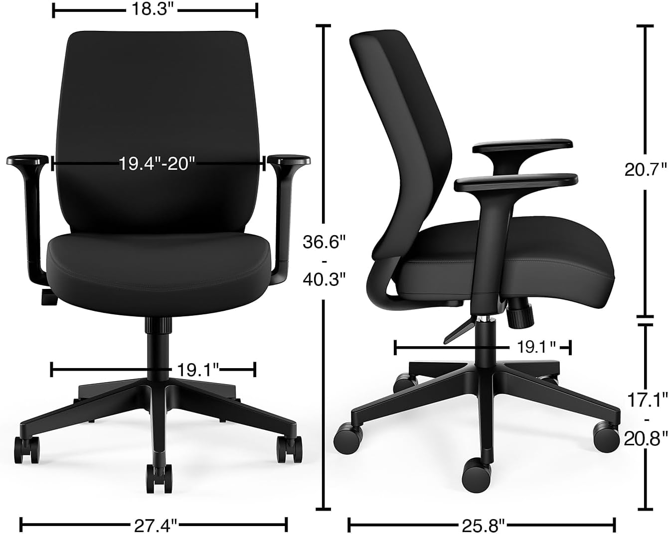 Black Fabric Ergonomic Swivel Office Chair