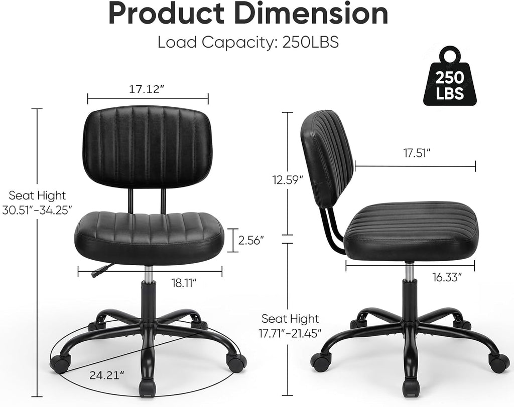 Black PU Leather Ergonomic Swivel Office Chair