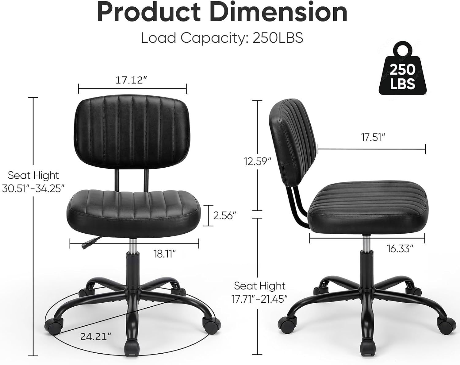 Black PU Leather Ergonomic Swivel Office Chair