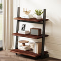 Walnut Solid Wood Leaning Ladder Bookshelf