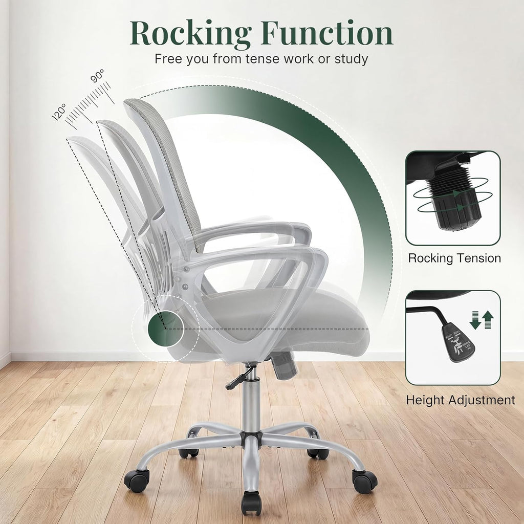 Grey Ergonomic Mesh Swivel Office Chair
