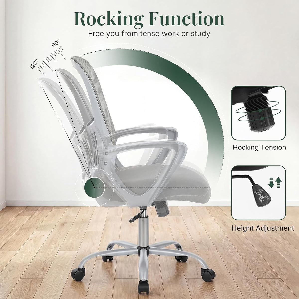Grey Ergonomic Mesh Swivel Office Chair