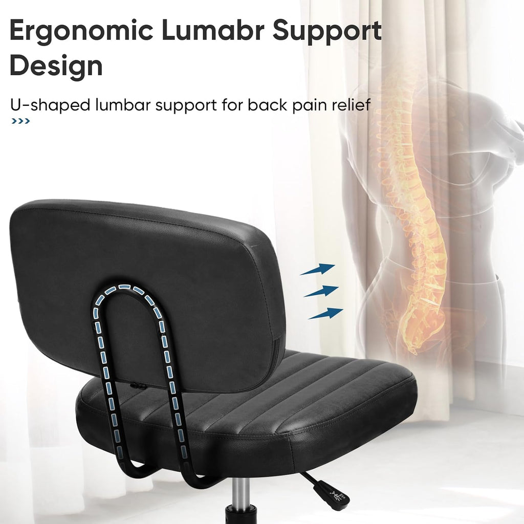 Black PU Leather Ergonomic Swivel Office Chair