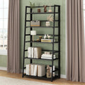 Black 5‑Tier Foldable Ladder Bookshelf
