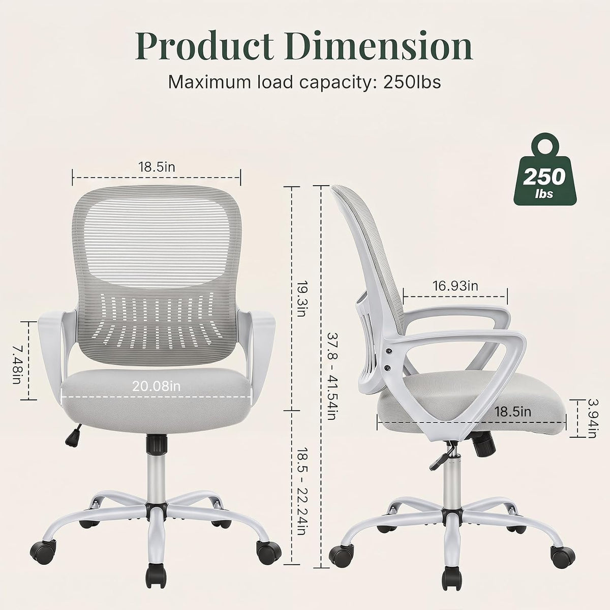 Grey Ergonomic Mesh Swivel Office Chair