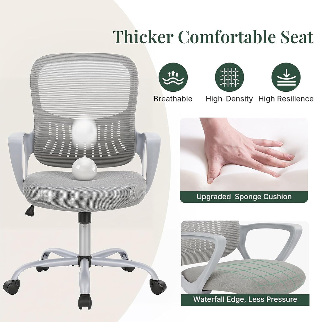 Grey Ergonomic Mesh Swivel Office Chair