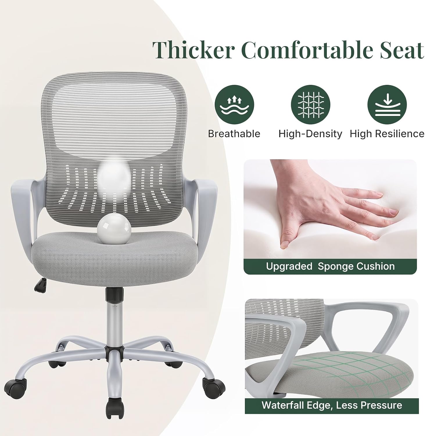 Grey Ergonomic Mesh Swivel Office Chair