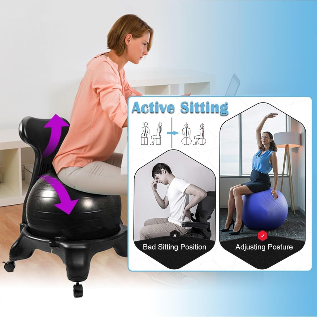 Rolling Ergonomic Stability Ball Office Chair