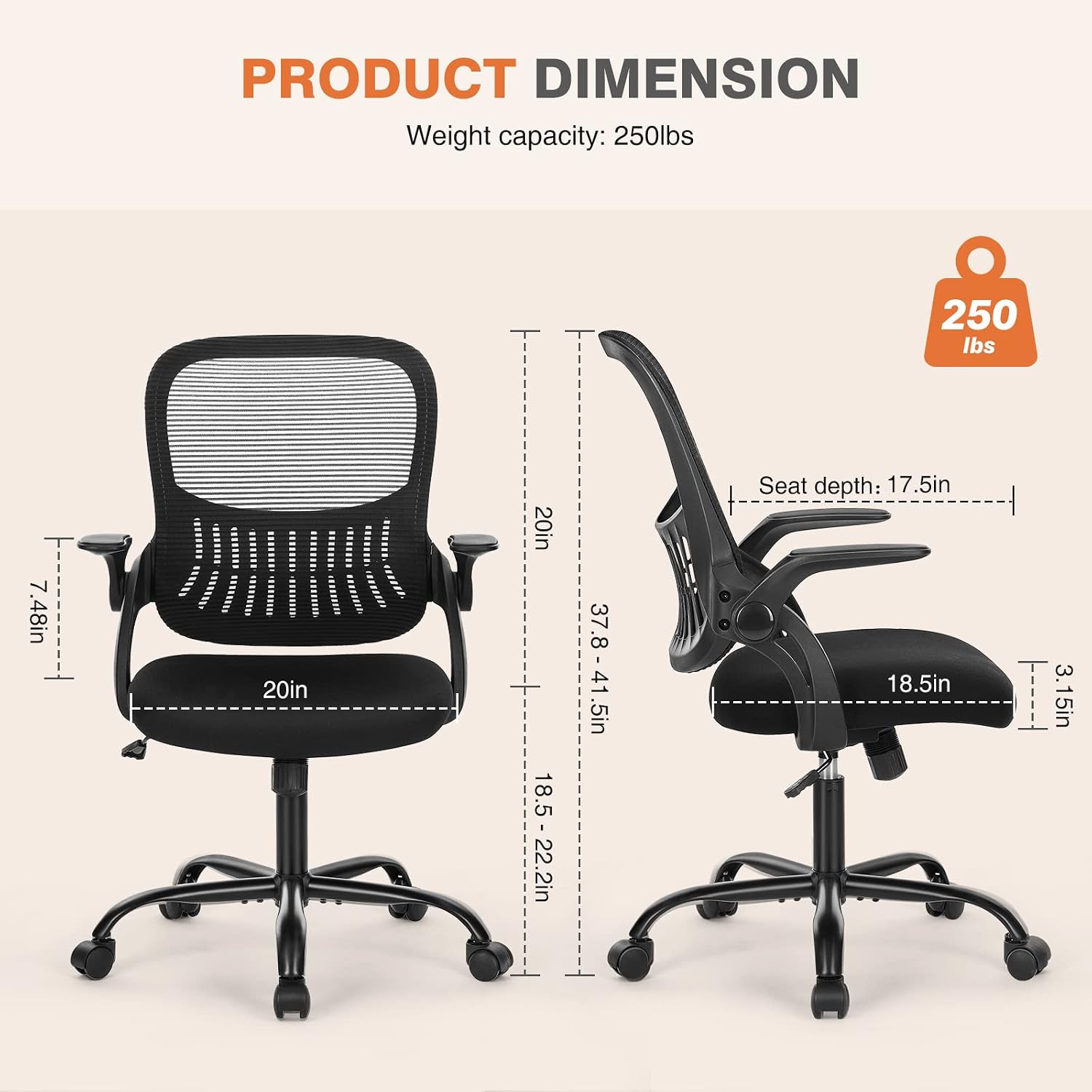 Black Mesh Mid‑Back Swivel Office Chair