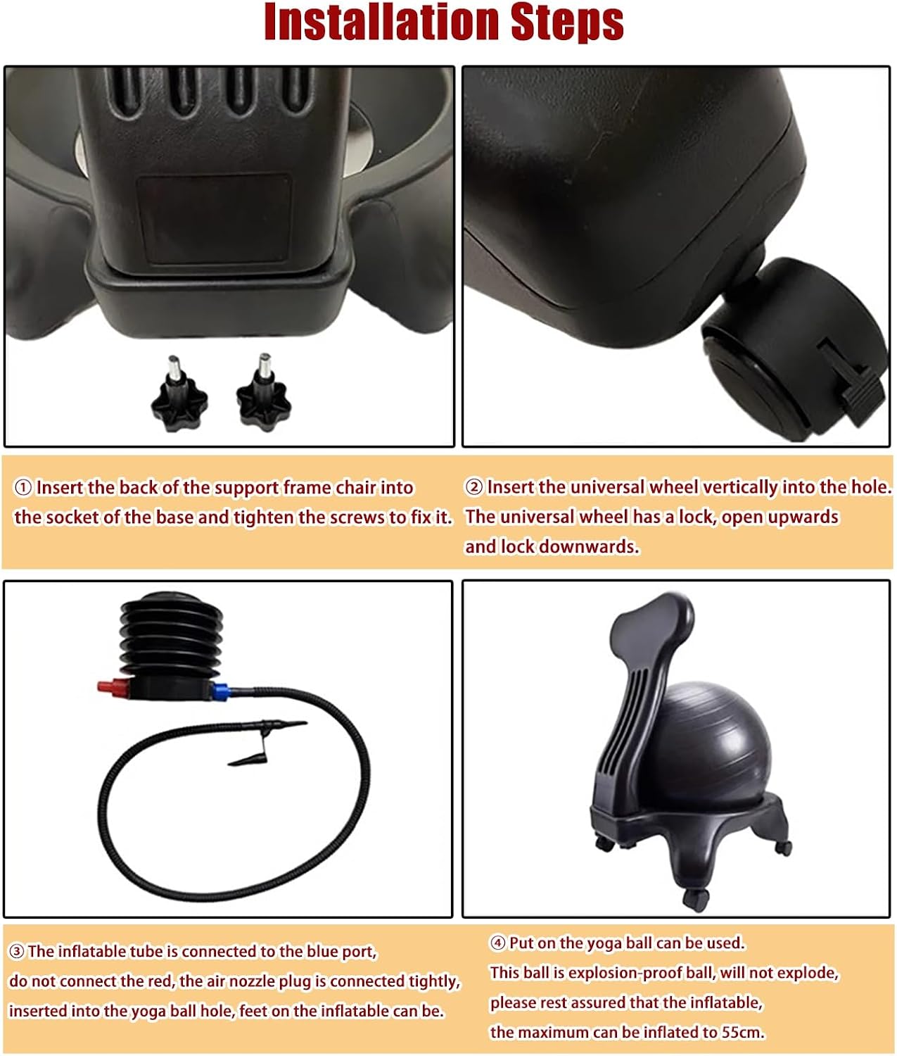 Gray Ergonomic Balance Ball Office Chair