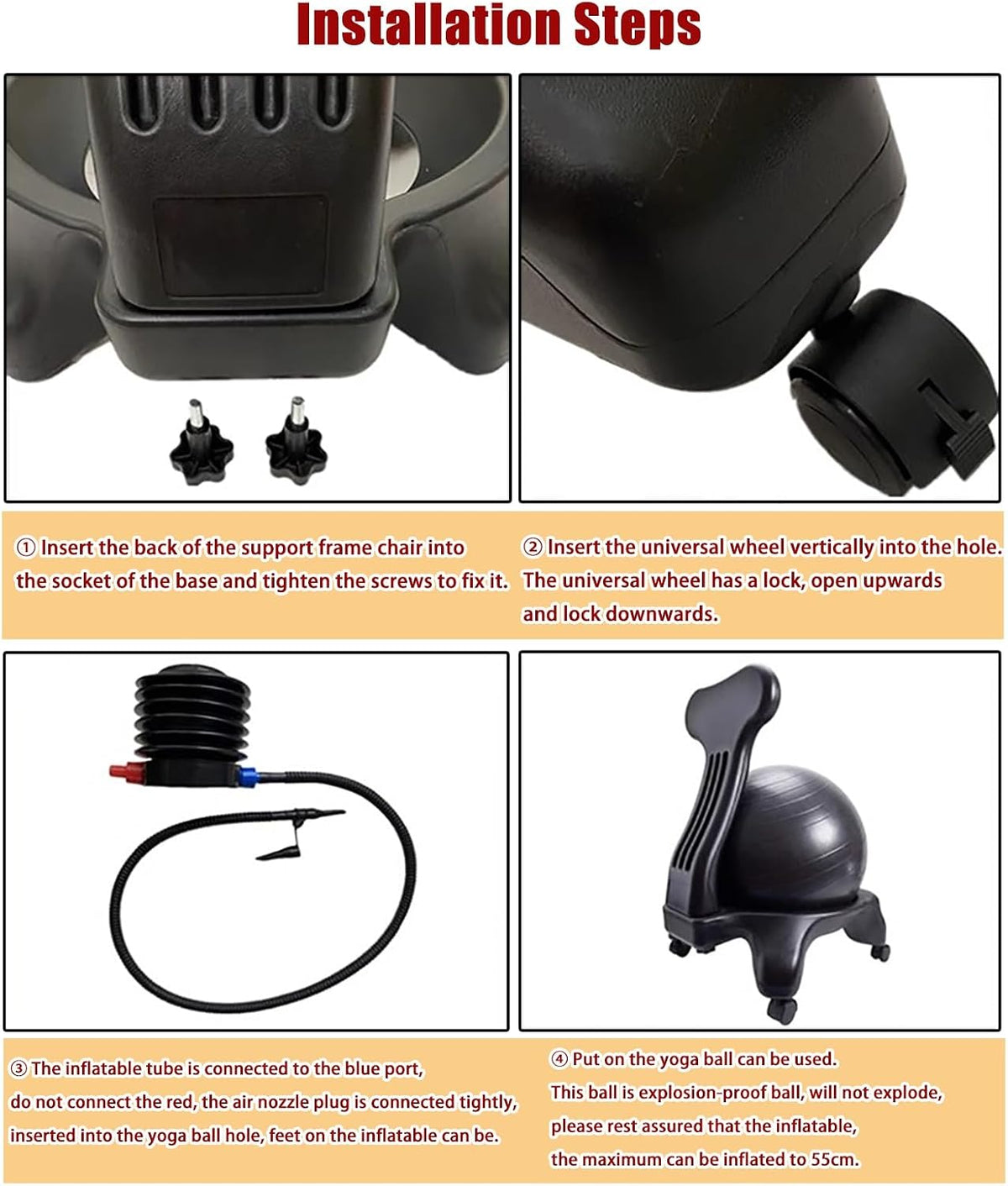 Ergonomic Rolling Yoga Ball Office Stool