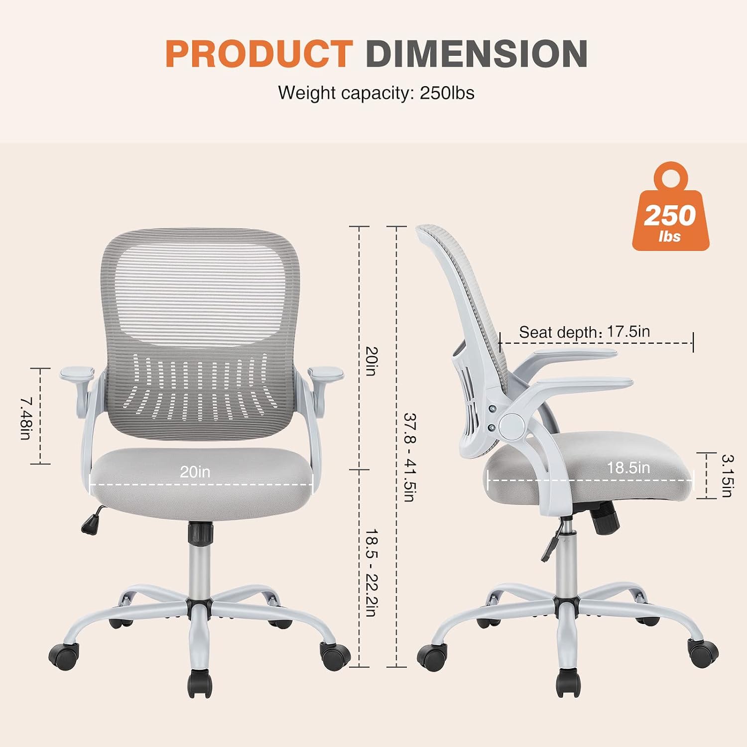Gray Mid‑Back Mesh Ergonomic Swivel Office Chair
