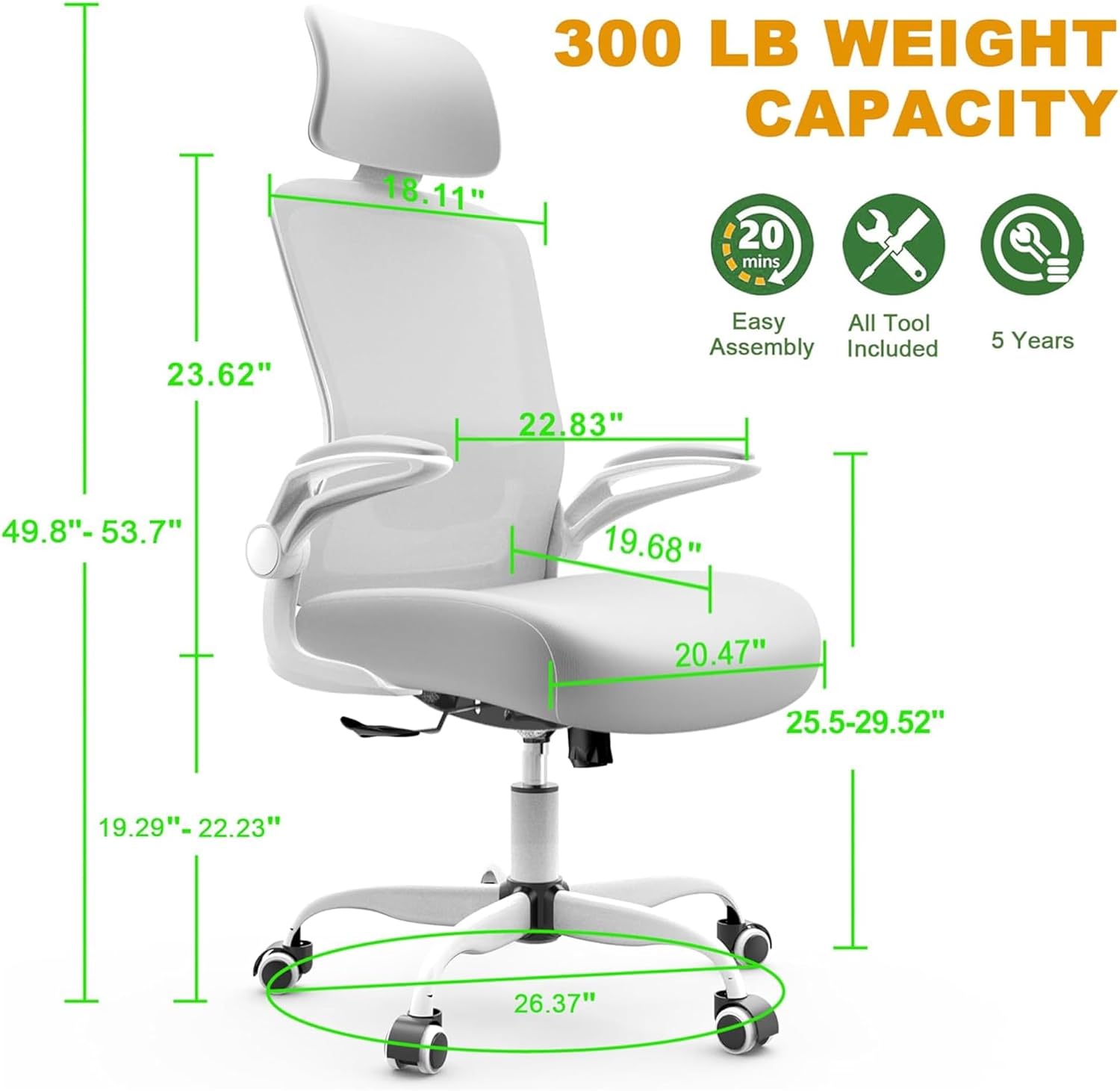 High‑Back Ergonomic Swivel Office Task Chair