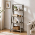 French Oak 5‑Tier Open Ladder Bookcase