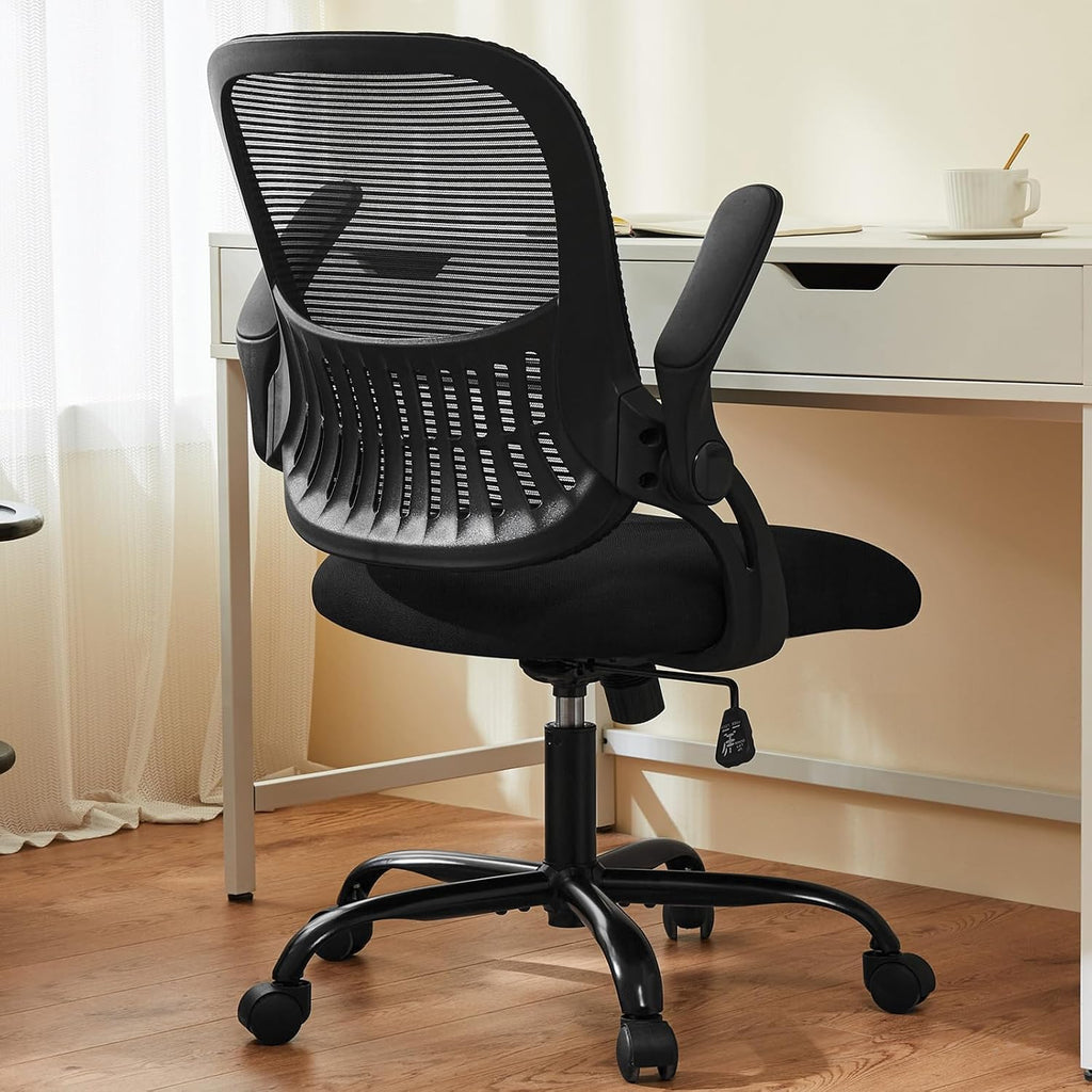 Black Mesh Mid‑Back Swivel Office Chair