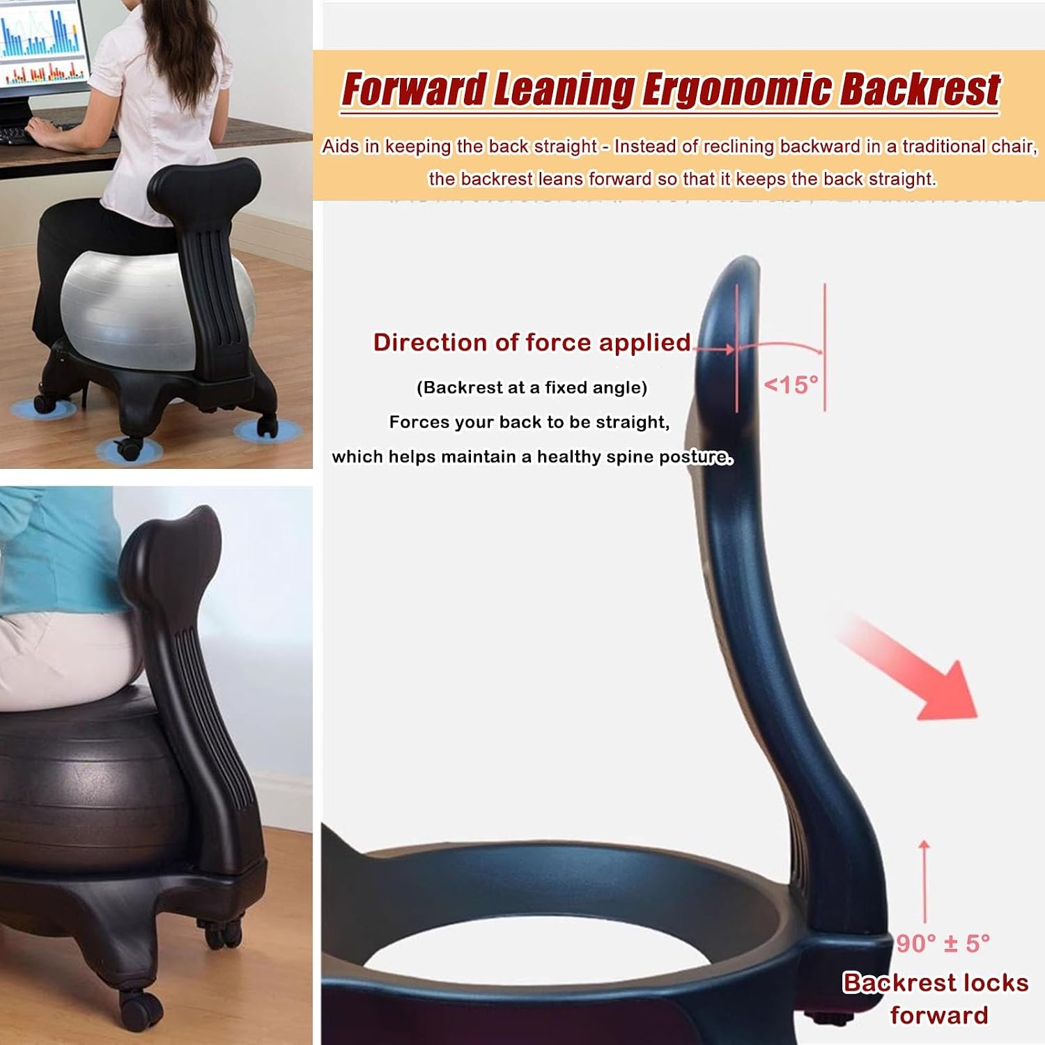 Ergonomic Rolling Yoga Ball Office Stool