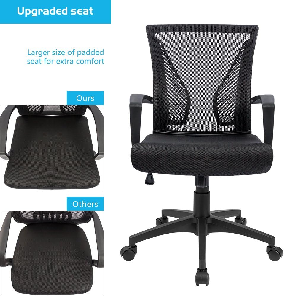 Black Mid‑Back Mesh Ergonomic Swivel Office Chair