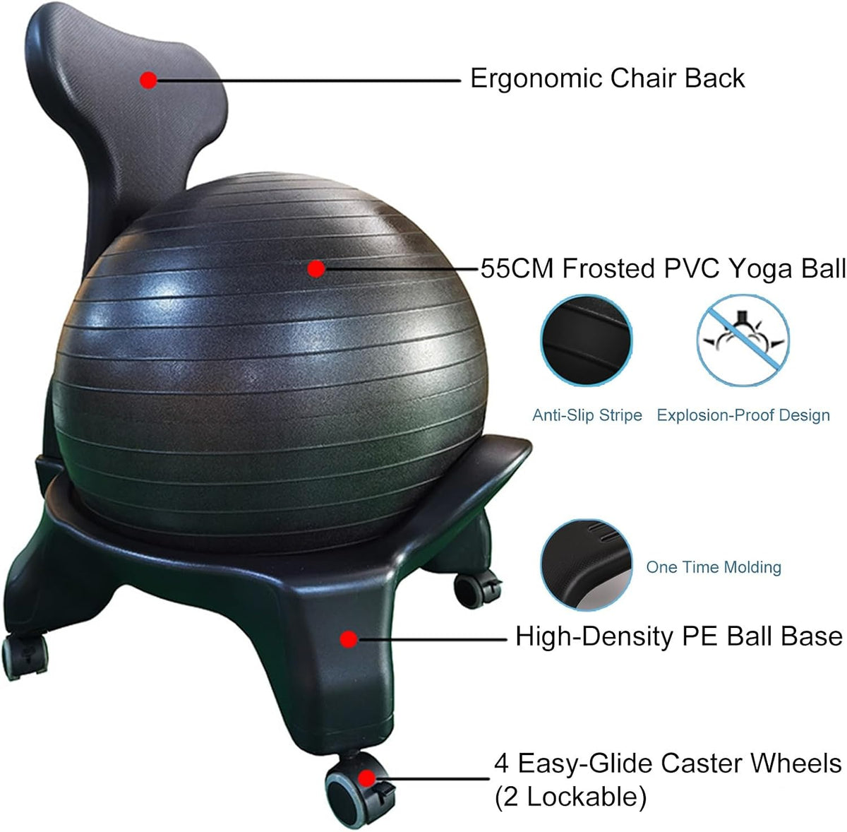 Ergonomic Rolling Stability Ball Office Chair