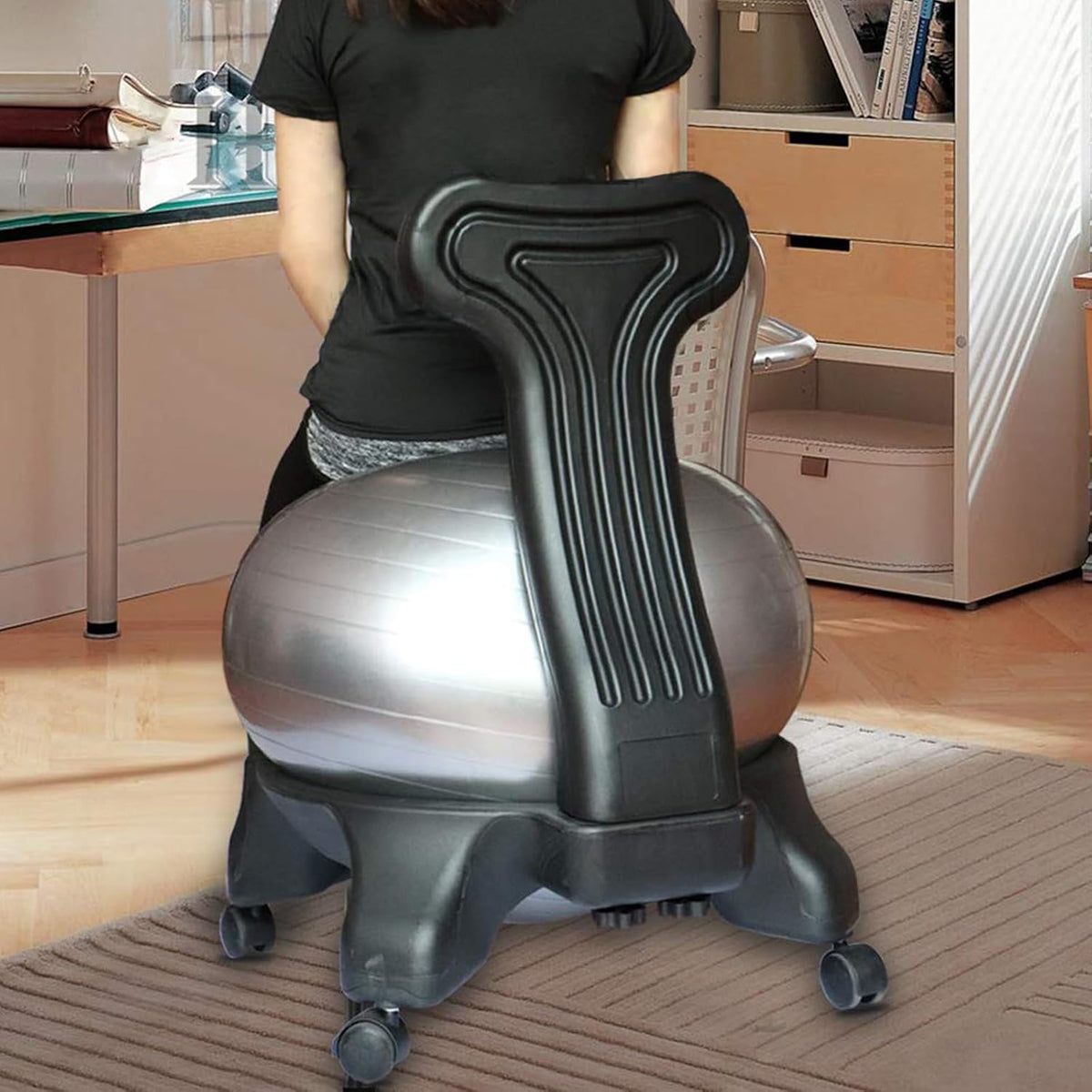 Gray Rolling Physio Ball Office Chair