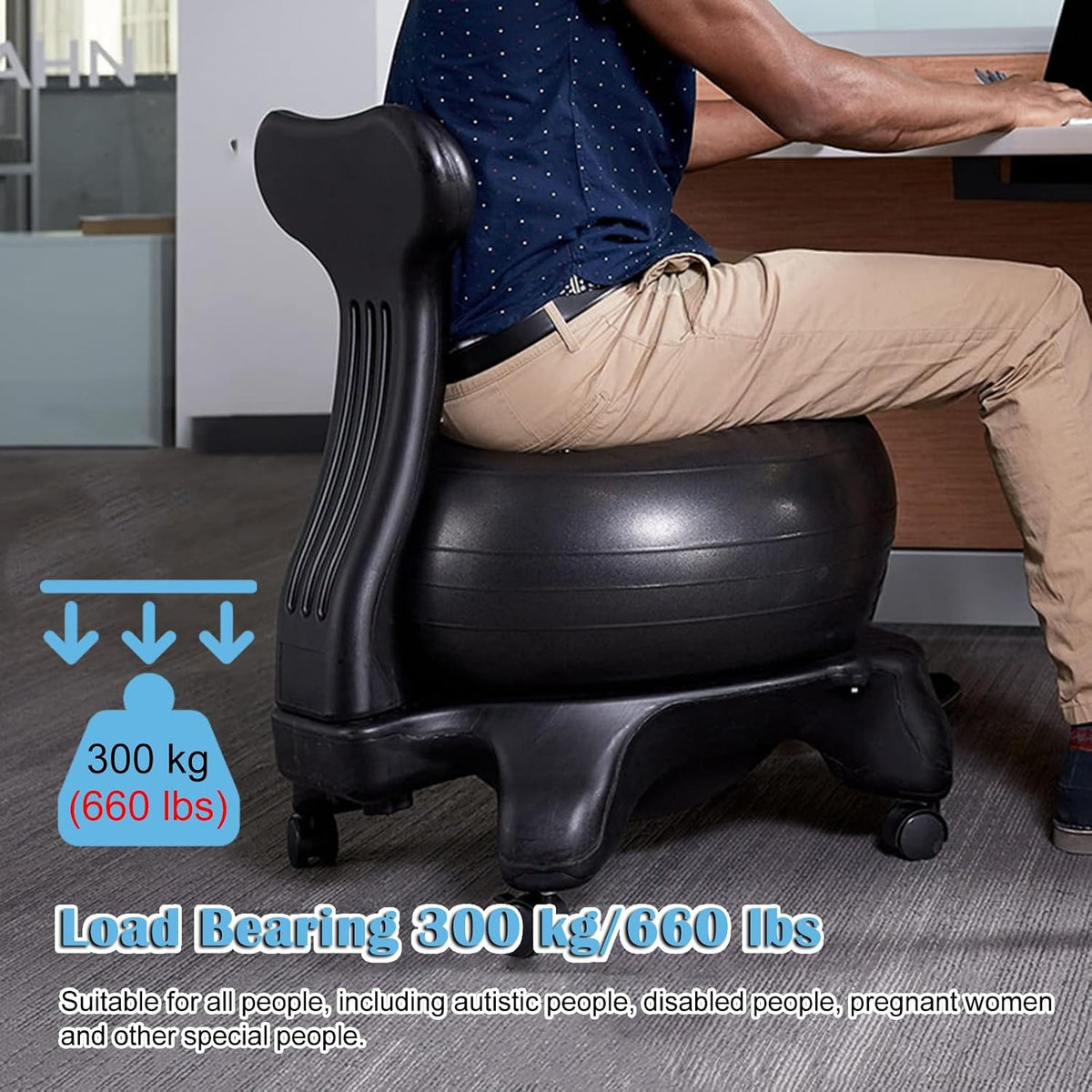 Gray Rolling Physio Ball Office Chair