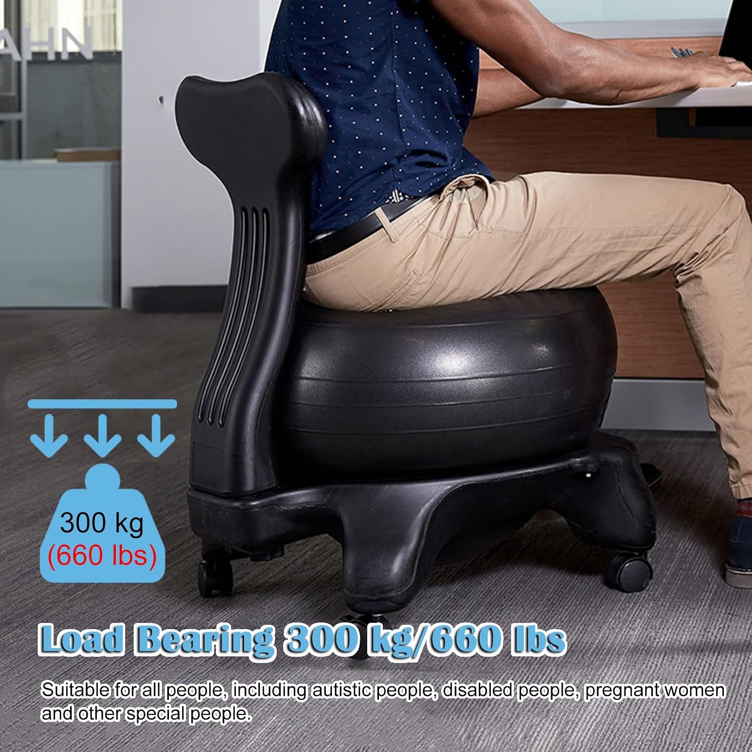 Ergonomic Rolling Stability Ball Office Chair