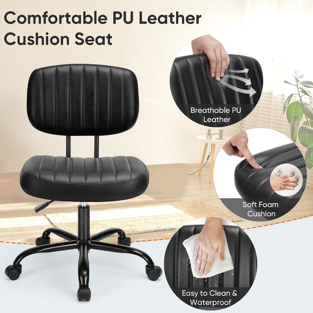 Black PU Leather Ergonomic Swivel Office Chair