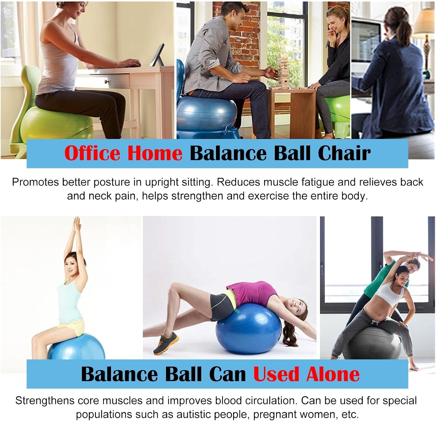 Gray Rolling Physio Ball Office Chair