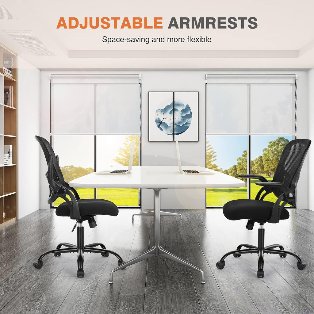 Black Mesh Mid‑Back Swivel Office Chair