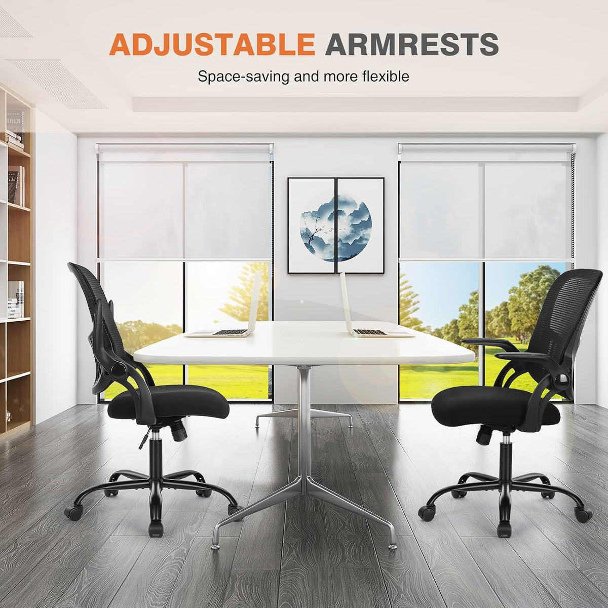 Black Mesh Mid‑Back Swivel Office Chair