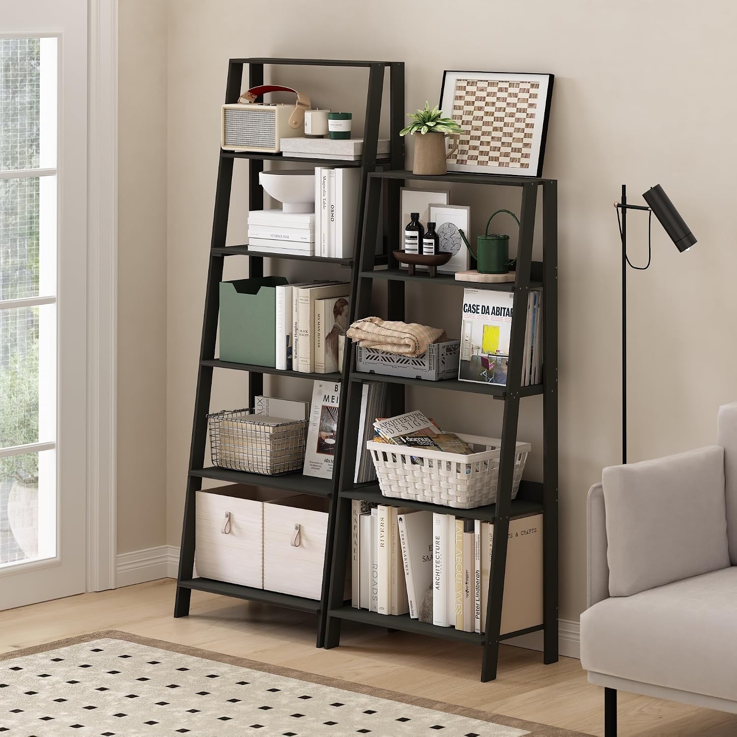 Espresso 5‑Tier Ladder Display Bookcase