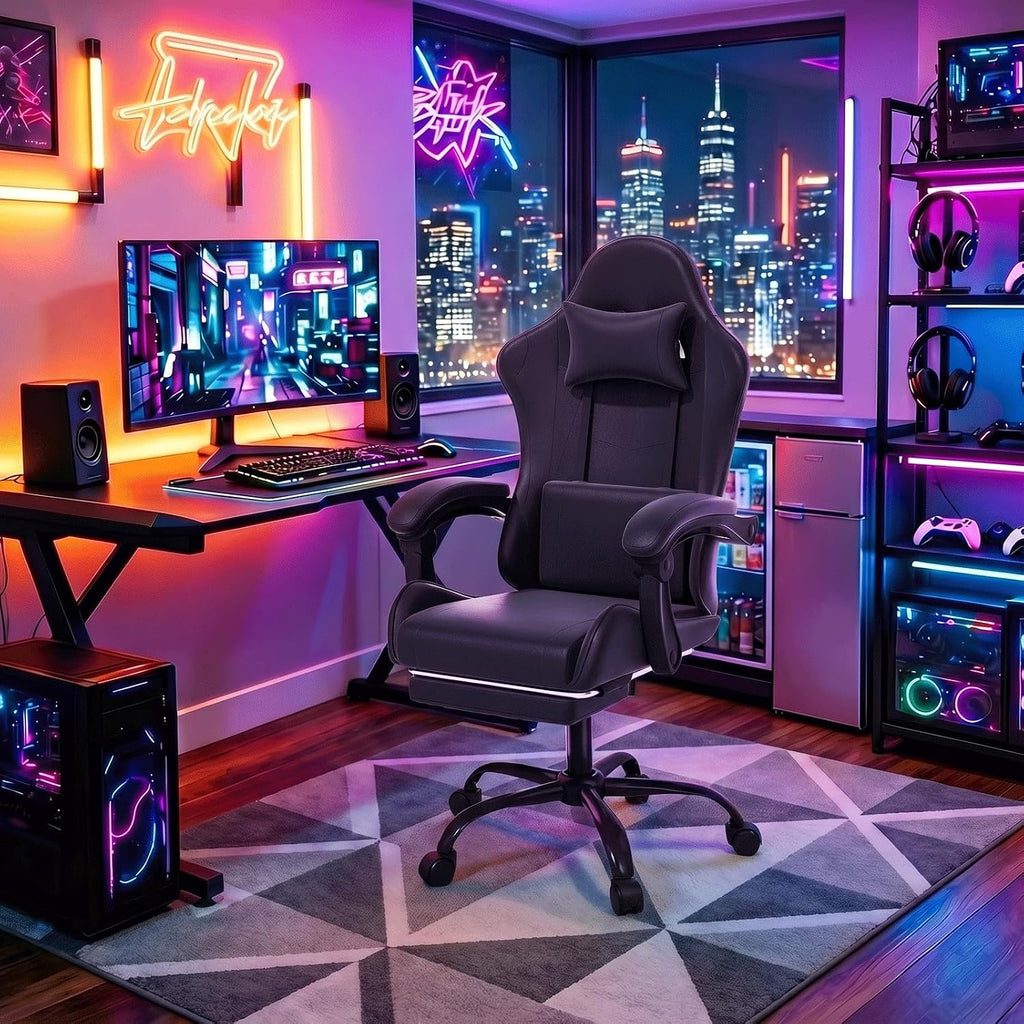 Black Racing Style Swivel Gaming Chair