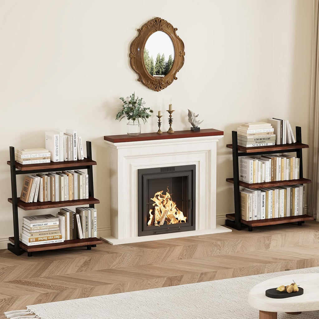 Walnut Solid Wood Leaning Ladder Bookshelf