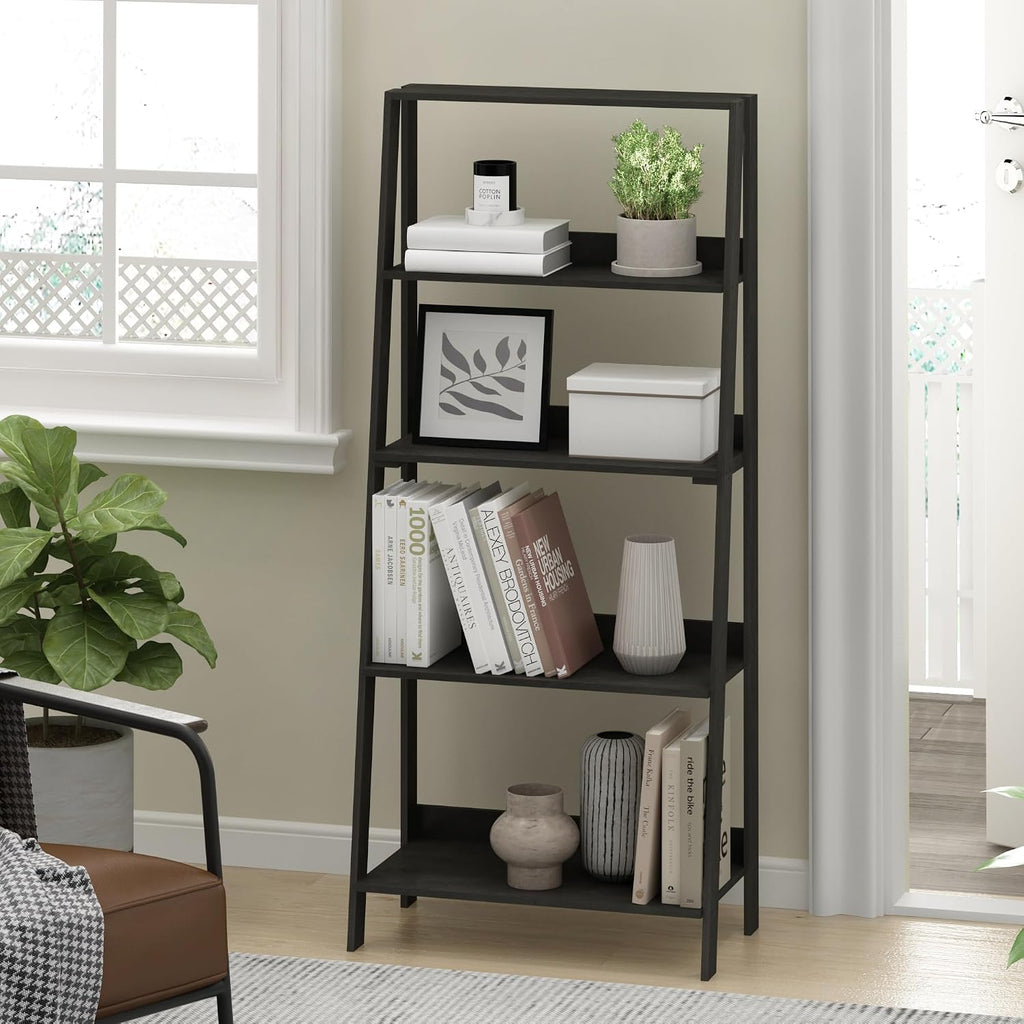 Espresso 5‑Tier Ladder Display Bookcase