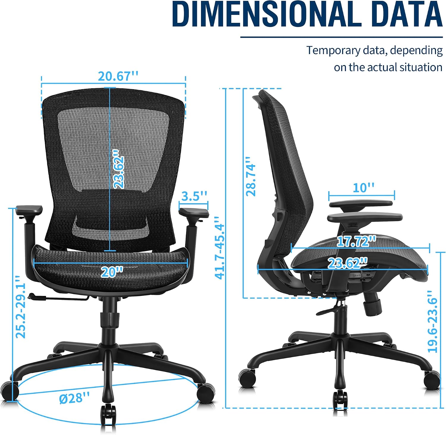 Black Ergonomic Mesh Swivel Office Task Chair