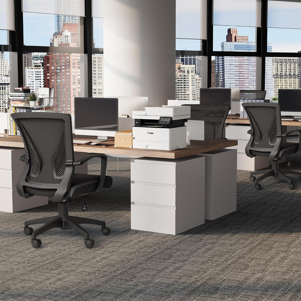 Black Mid‑Back Mesh Ergonomic Swivel Office Chair