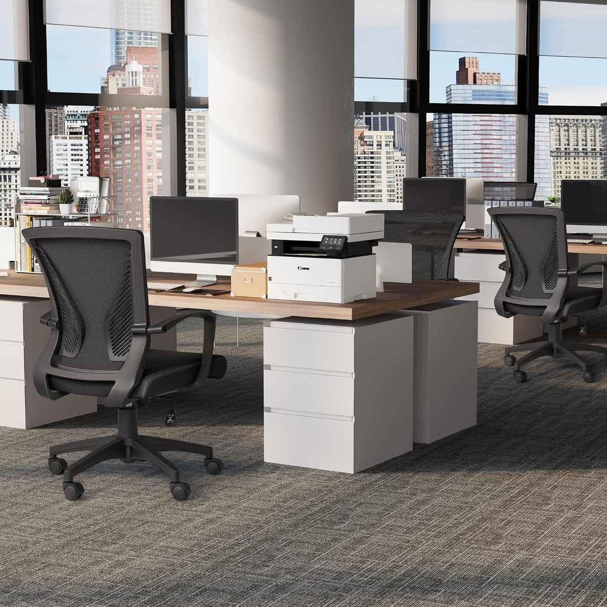 Black Mid‑Back Mesh Ergonomic Swivel Office Chair