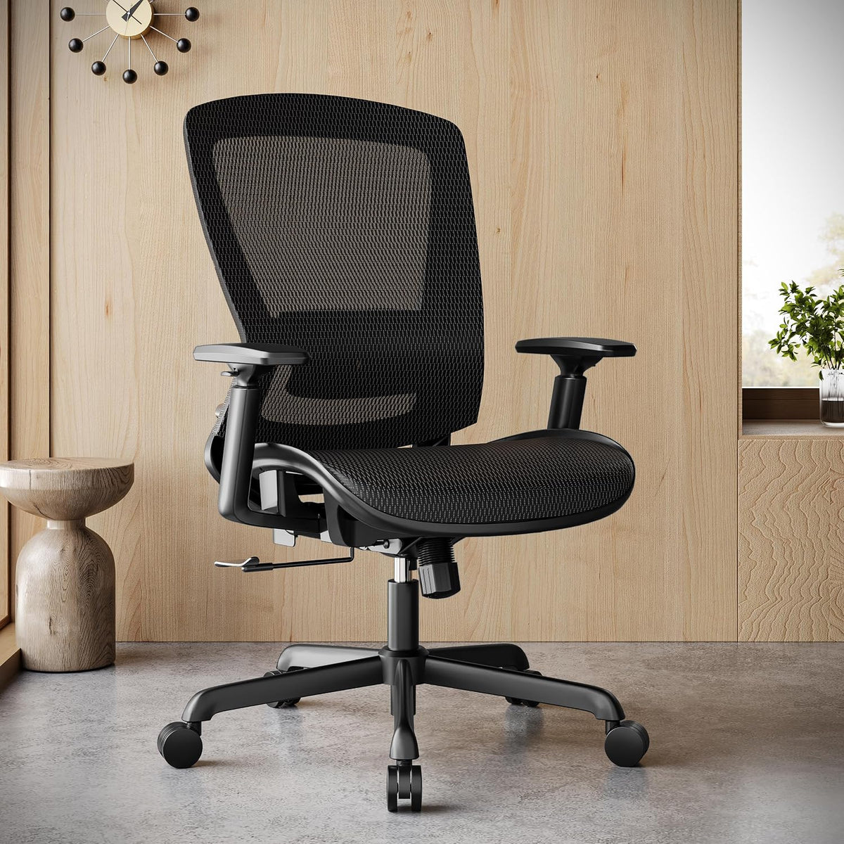 Black Ergonomic Mesh Swivel Office Task Chair