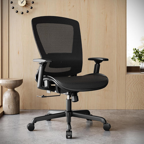 Black Ergonomic Mesh Swivel Office Task Chair